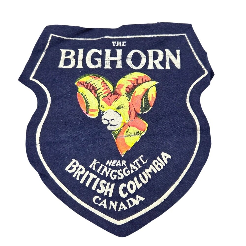 Vintage The Bighorn Near Kingsgate British Columbia Canada Souvenir Felt Patch